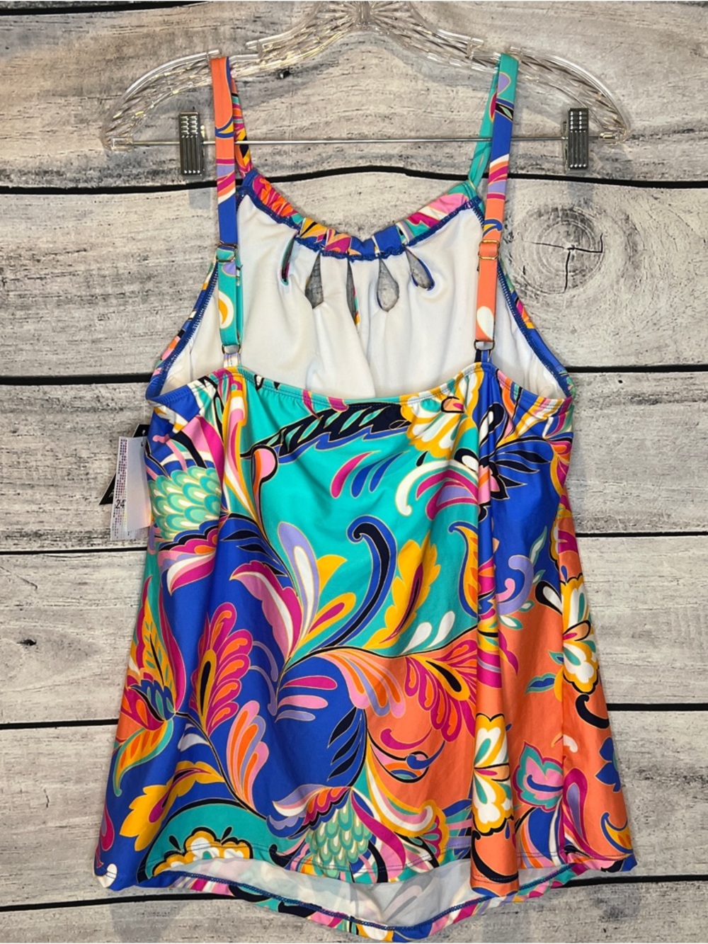 24 & Ocean Bright Swim Tankini Top Built In Underwire Bra 18W Floral Paisley - Picture 5 of 7